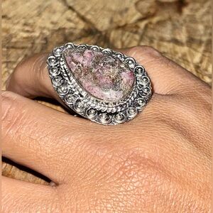 Beautiful Rhodonite Ring Size 7 1/2